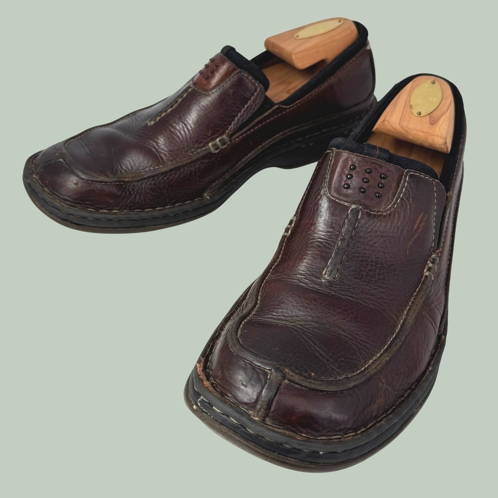Clarks Loafers Men 9M Brown Leather Slip On Casual Comfort Professional Classic